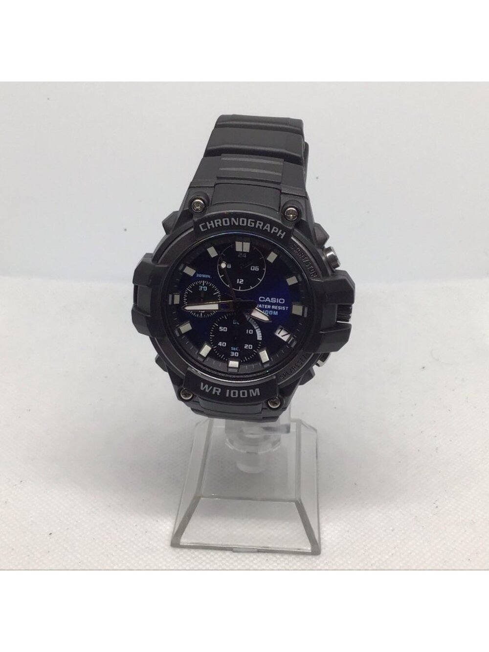 Casio MCW-110H-2A2VCF Men's Analog Chronograph Blue Dial Watch 100M WR Date